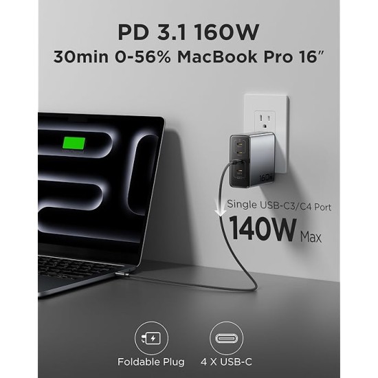 Pisen 160W 4-Port Fast Charger